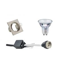Philips LED Spot Set GU10 - Vierkant Kantelbaar - Mat Nikkel - Warm Wit - thumbnail
