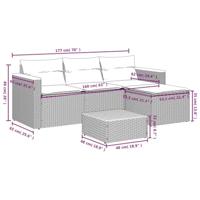 5-delige Loungeset met kussens poly rattan acacia zwart - thumbnail