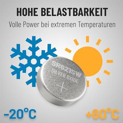 ABSINA SR621SW Horlogebatterij, 1,55 V, zilveroxide, verpakking van 10 stuks, knoopcel SR621SW, lekvrij en lange levensduur, batterij SR621SW / LR621 / SR621 / SR621 / 364 / V364 / R60 / AG1 - SR 621