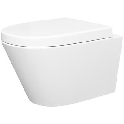 Wiesbaden Stereo Wandcloset Rimless met Vesta Toiletzitting - Softclose en Quick Release - Glans Wit