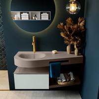 MONDIAZ RIVA 120cm badmeubel onderkast / planchet kleur Greey met 1 lade. Wastafel DULCET links 1 kraangat kleur Smoke. - thumbnail