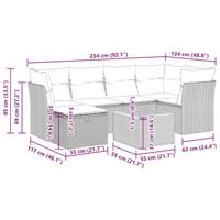 7-delige Loungeset met kussens poly rattan zwart - thumbnail