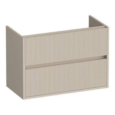 Brauer Adore Wavy - Onderkast Ondiep - 80 cm - met 2 Softclose Lades Greeploos en 1 Sifon Uitsparing - Mat Beige
