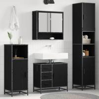 Badkamermeubelset met opslag 3 pcs Zwart eiken 90 x 33 x 60 cm - thumbnail