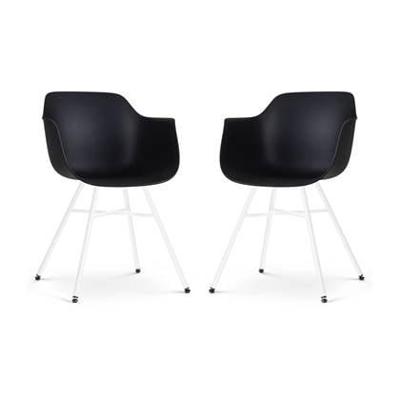 Nolon Noa-Puk Eetkamerstoelen Set van 2 - Zwart - Wit Onderstel