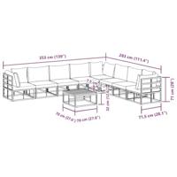 Tuinbankenset met kussen 9 pcs Zwart Aluminium - thumbnail