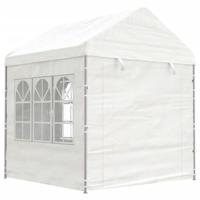 Prieel met dak 11,15x2,28x2,69 m polyetheen wit - thumbnail