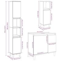 3-delige Badkamermeubelset bewerkt hout betongrijs - thumbnail