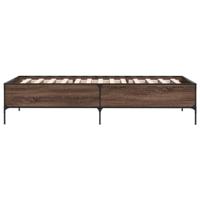 Bedframe bewerkt hout en metaal bruin eikenkleurig 100x200 cm - thumbnail