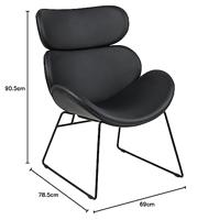 Bendt Fauteuil 'Ida' zwart onderstel, PU zwart - thumbnail