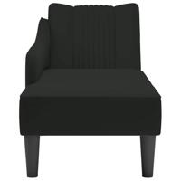 Chaise longue met rechterarmleuning fluweel zwart - thumbnail