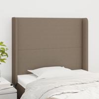 Hoofdbord met randen 103x16x118/128 cm stof taupe - thumbnail