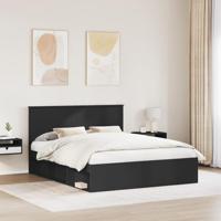 Bedframe met hoofdeinde Zwart 160 x 200 cm Massief grenenhout - thumbnail
