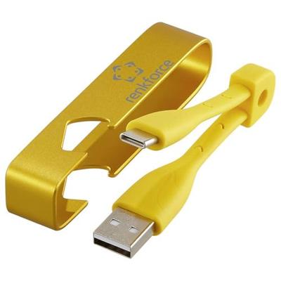 Renkforce USB-kabel USB 2.0 USB-A stekker, USB-C stekker 0.15 m Geel Sleutelhanger, Flesopener RF-6721080