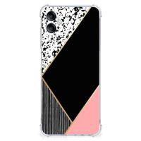 Samsung Galaxy A05 Shockproof Case Zwart Roze Vormen - thumbnail