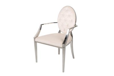 Stoel MODERN BAROCK met armleuningen fluweel beige - 40797
