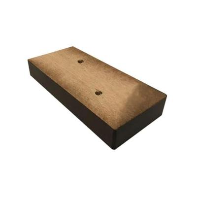 Meubelpoot bruin rechthoek 13 bij 6 cm en hoogte 2 cm van massief hout