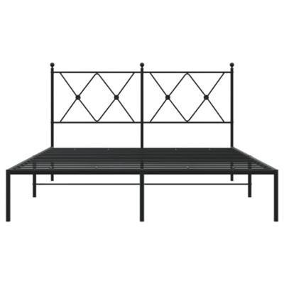 Bedframe met hoofdbord metaal zwart 140x190 cm