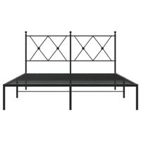 Bedframe met hoofdbord metaal zwart 140x190 cm - thumbnail