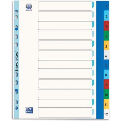 OXFORD tabbladen, formaat A4 maxi (voor showtassen), uit gekleurde PP, 11-gaatsperforatie, set 1-12 OXFORD tabbladen, formaat A4 maxi (voor showtassen), uit gekleurde PP, 11-gaatsperforatie, set 1-12