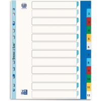 OXFORD tabbladen, formaat A4 maxi (voor showtassen), uit gekleurde PP, 11-gaatsperforatie, set 1-12 - thumbnail
