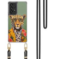 Samsung Galaxy A53 hoesje met zwart koord - Luipaard hipster - thumbnail