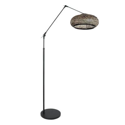 Steinhauer VloerlampPrestige Chic zwart en rotan kap - 4569ZW