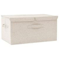 VidaXL Opbergbox 50x30x25 cm stof crèmekleurig - thumbnail