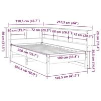 Bed met boekenkast zonder matras grenenhout wasbruin 100x200 cm - thumbnail