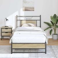 Bedframe zonder matras hout sonoma eikenkleurig 75x190 cm - thumbnail