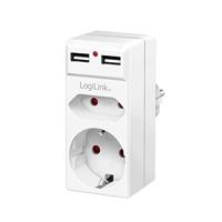 LogiLink PA0276 Contactdoos Met USB-laaduitgang, Aanraakbeveiliging, Overspanningsbeveiliging IP20 Wit - thumbnail