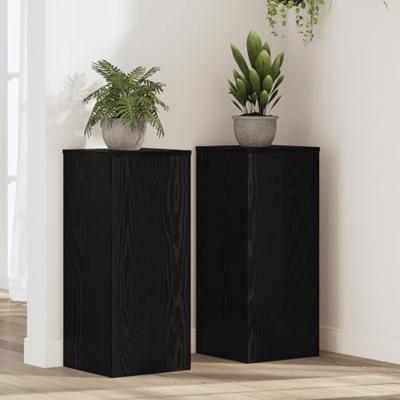 VidaXL Plantenstandaard 2 pcs zwart eiken 30 x 30 x 70 cm bewerkt hout VidaXL Plantenstandaard 2 pcs zwart eiken 30 x 30 x 70 cm bewerkt hout