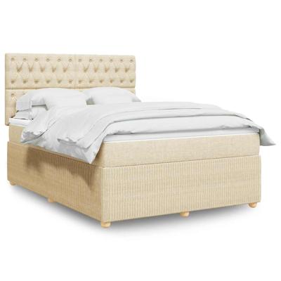 Boxspring met matras stof crèmekleurig 140x190 cm
