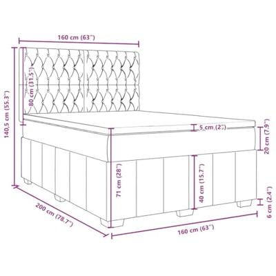 Boxspring met matras stof lichtgrijs 160x200 cm