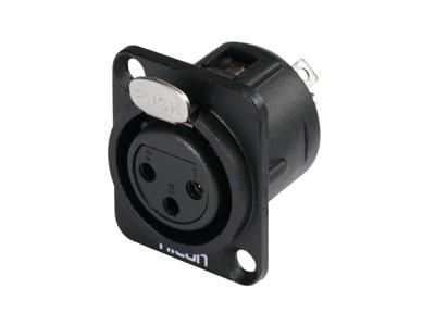Hicon HI-X3DF-G XLR-connector Flensbus, contacten recht Aantal polen: 3 Zwart 1 stuk(s)