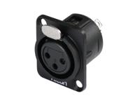 Hicon HI-X3DF-G XLR-connector Flensbus, contacten recht Aantal polen: 3 Zwart 1 stuk(s) - thumbnail