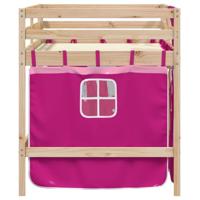 Kinderhoogslaper met gordijnen 80x200 cm grenenhout roze - thumbnail