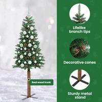 VidaXL Slanke kerstboom groen 150 cm pvc en massief dennenhout - thumbnail