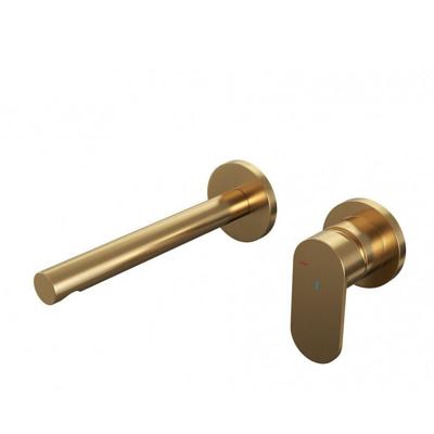 Inbouw Wastafelmengkraan Brauer Gold Edition Coldstart Rechte Uitloop Platte Hendel Rechts Geborsteld Goud PVD Met Rozetten Brauer