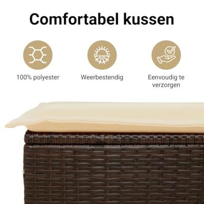 11-delige Loungeset met kussens poly rattan bruin - thumbnail
