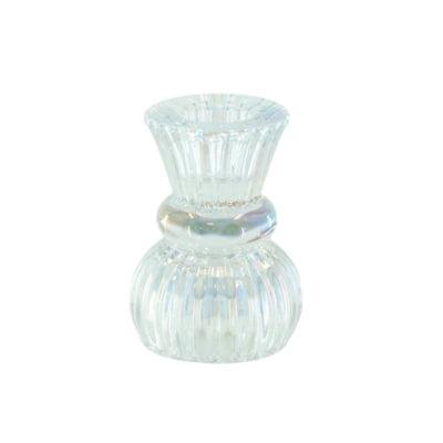 Housevitamin kaarsenhouder duo classic ribb iriserend glas 8 cm | 24 stuks