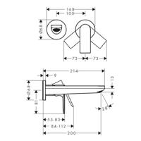 Inbouw Wastafelmengkraan HansGrohe Rebris E Eengreeps Wandmontage Met Uitloop 20 cm Chroom - thumbnail