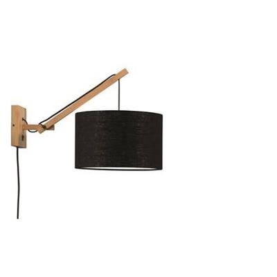 GOOD&MOJO Wandlamp 'Andes' Small, Bamboe en Eco linnen, kleur Zwart/Naturel GOOD&MOJO Wandlamp 'Andes' Small, Bamboe en Eco linnen, kleur Zwart/Naturel