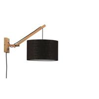 GOOD&MOJO Wandlamp 'Andes' Small, Bamboe en Eco linnen, kleur Zwart/Naturel - thumbnail