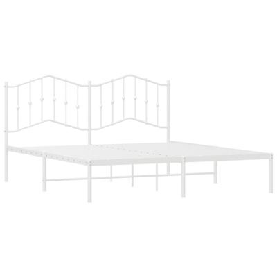 Bedframe met hoofdbord metaal wit 180x200 cm