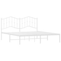 Bedframe met hoofdbord metaal wit 180x200 cm - thumbnail