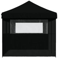 Partytent inklapbaar pop-up met 3 zijwanden zwart - thumbnail