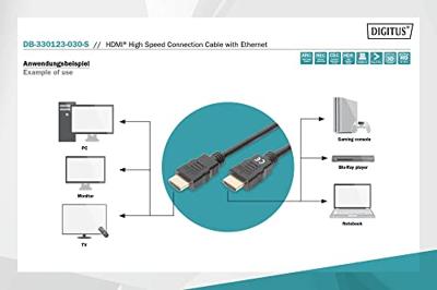 Digitus DB-330123-030-S HDMI-kabel HDMI Aansluitkabel HDMI-A-stekker, HDMI-A-stekker 3.00 m Zwart 4K UHD, Audio Return Channel (ARC) Digitus DB-330123-030-S HDMI-kabel HDMI Aansluitkabel HDMI-A-stekker, HDMI-A-stekker 3.00 m Zwart 4K UHD, Audio Return Channel (ARC)
