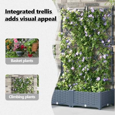 VidaXL Tuin bloempot 2 pcs licht grijs 80 x 40 x 125,5 cm staal