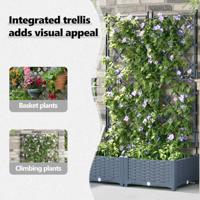 VidaXL Tuin bloempot 2 pcs licht grijs 80 x 40 x 125,5 cm staal - thumbnail